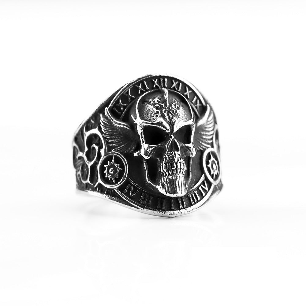 Bague homme tête de mort en acier inoxydable