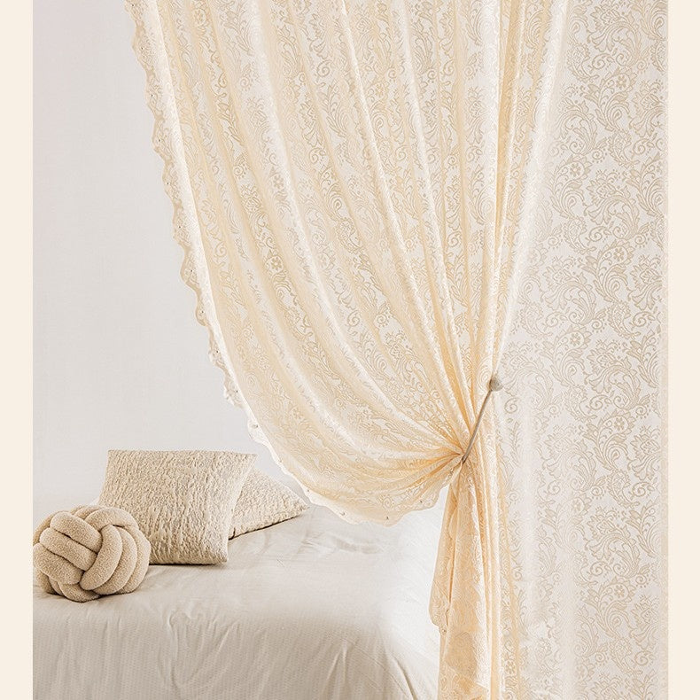 Voilage en dentelle perlée, esprit ancien — coloris