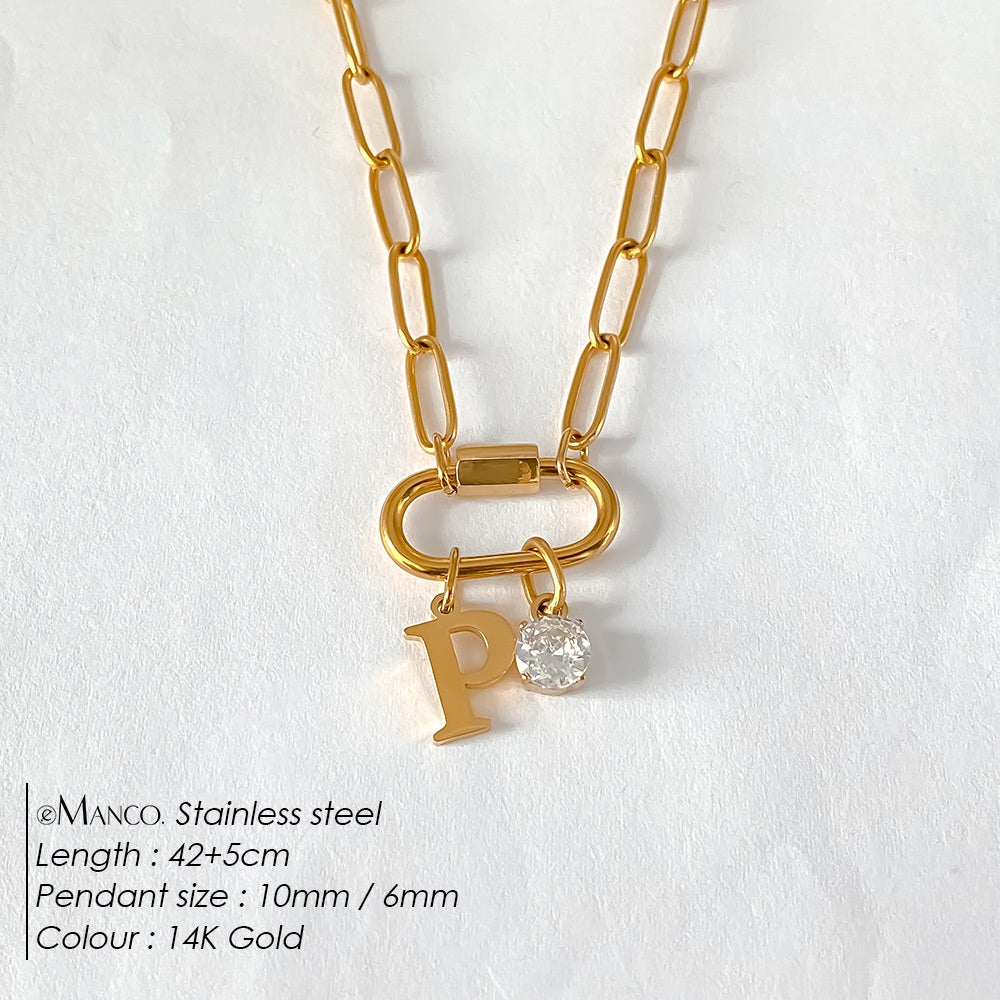 Collier lettre à personnaliser — initiale A à Z, acier inoxy — coloris