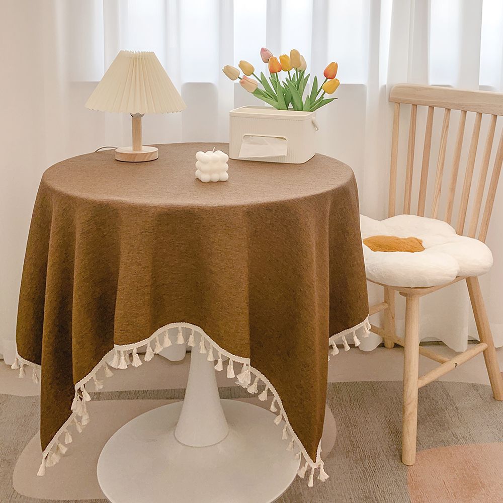 Nappe en coton-lin à pompons, tombé souple — coloris