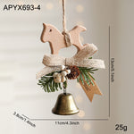 Suspension de Noël — cheval en bois, clochette et branche de — coloris