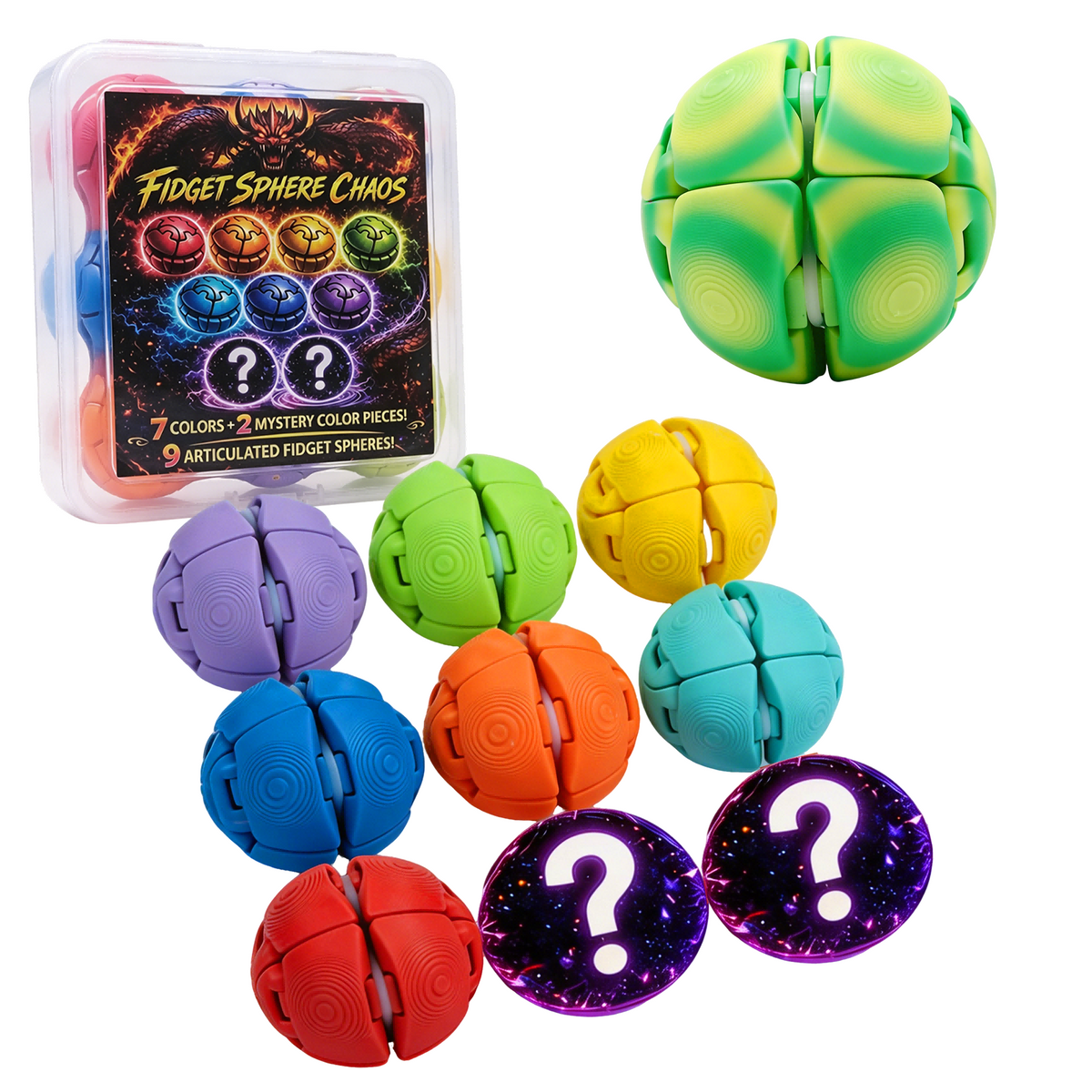 Grosse balle anti-stress et 9 mini-balles — imprimées 3D