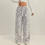Pantalon de pyjama duveteux, imprimé lunes et étoiles