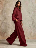 Ensemble 2 pièces — chemise ample et pantalon large — coloris