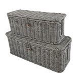 Panier de rangement à couvercle, effet rotin tressé