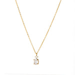 Collier doré à pendentif zircon ovale — chaîne fine en acier inoxydable