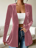 Veste ouverte en velours fluide, un bouton