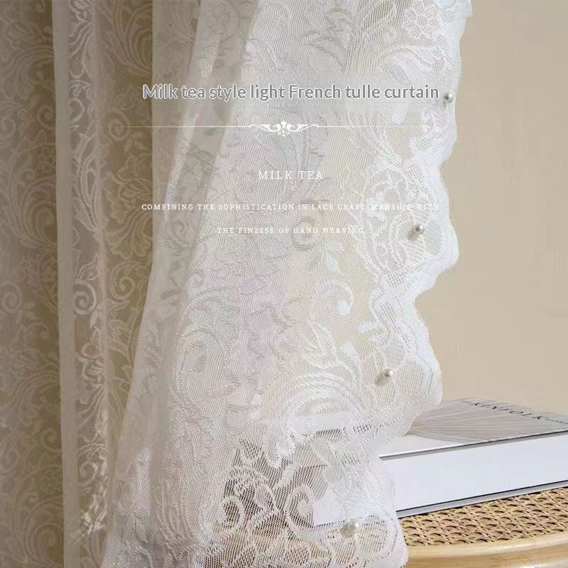 Voilage en dentelle perlée, esprit ancien