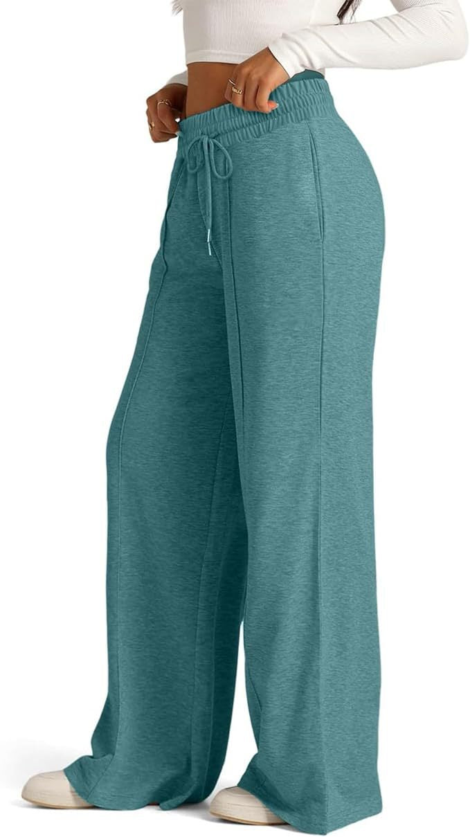 Pantalon large en molleton, pli marqué devant — coloris