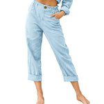 Pantalon femme uni à taille élastique — coupe fluide — coloris