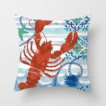 Housse de coussin à motifs marins, esprit méditerranéen — coloris