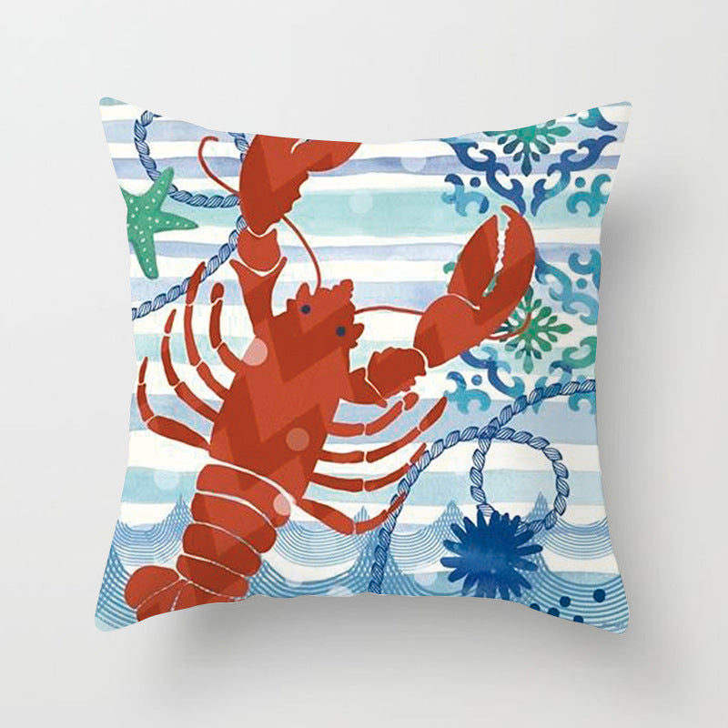 Housse de coussin à motifs marins, esprit méditerranéen — coloris
