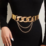 Ceinture élastique dorée à maillons et chaînettes