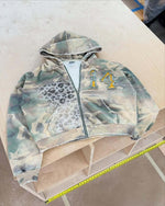 Veste à capuche zippée imprimé camouflage — esprit rétro