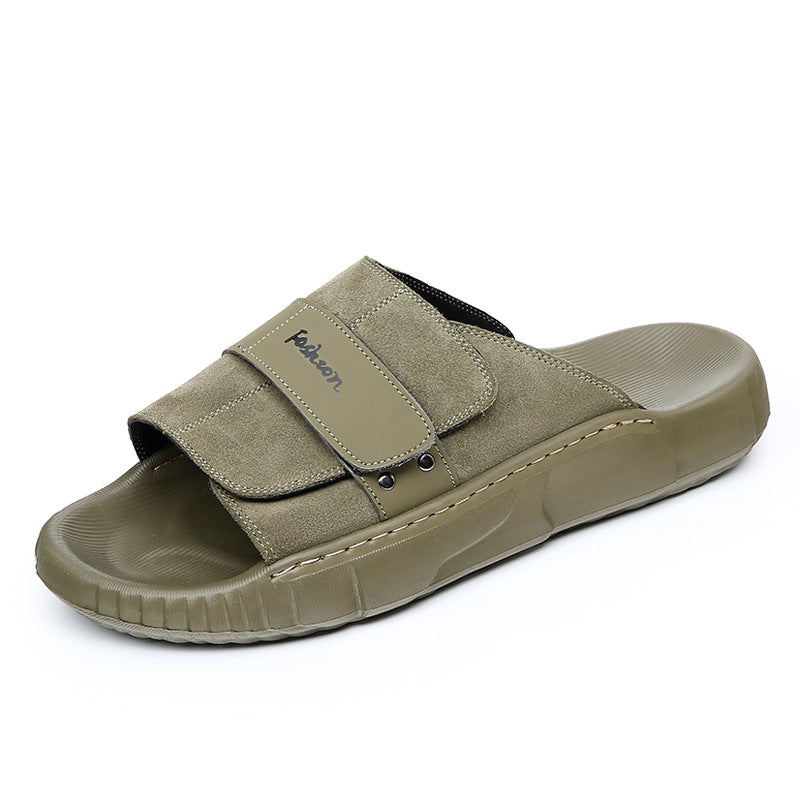 Sandales homme en cuir — semelle crantée, brides réglables