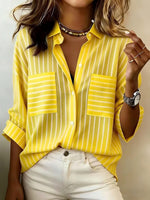 Chemise rayée à poches plaquées, manches retroussables — coloris