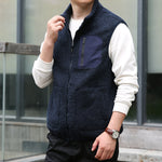 Gilet sherpa homme sans manches — zippé, poche poitrine