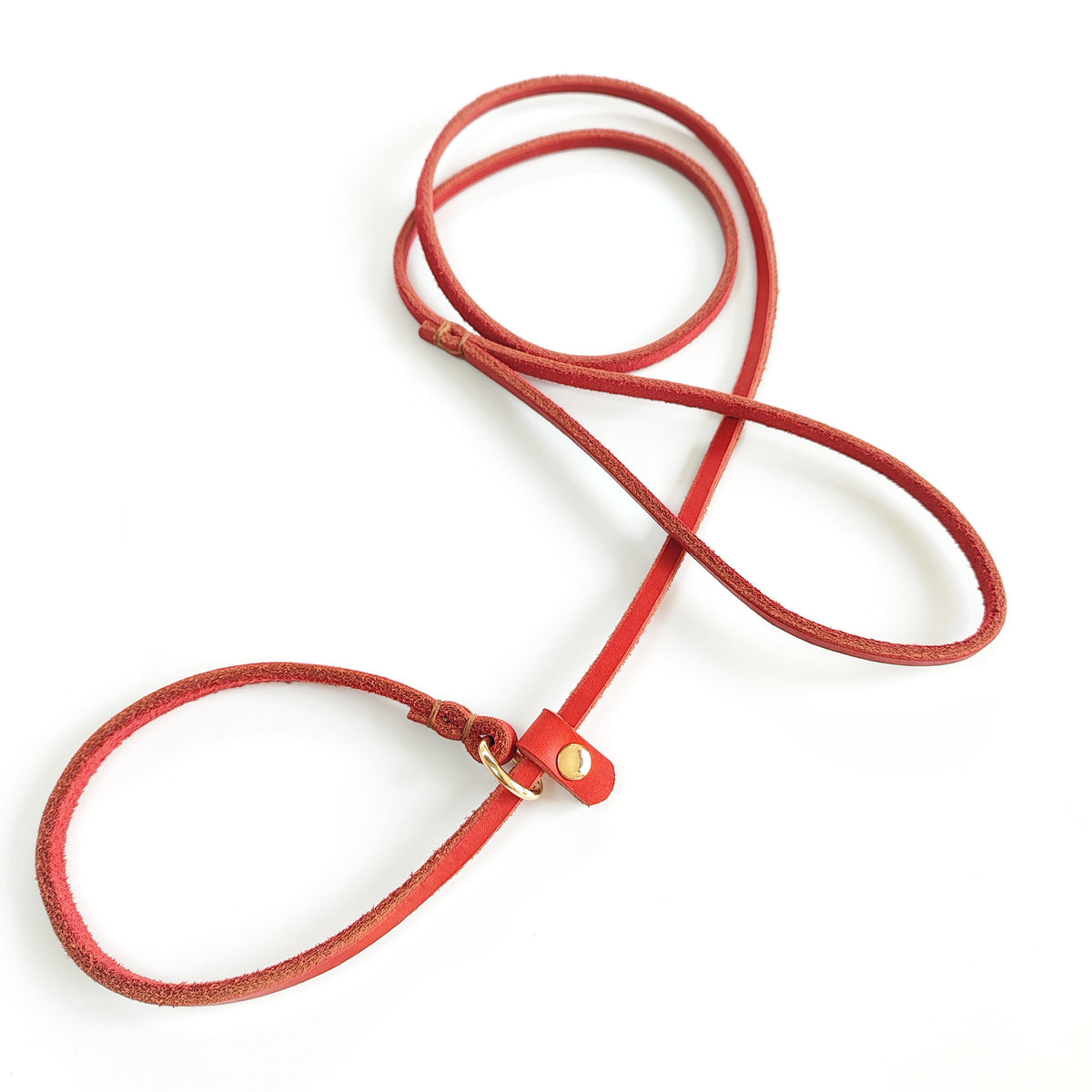 Laisse-collier coulissante en cuir tressé