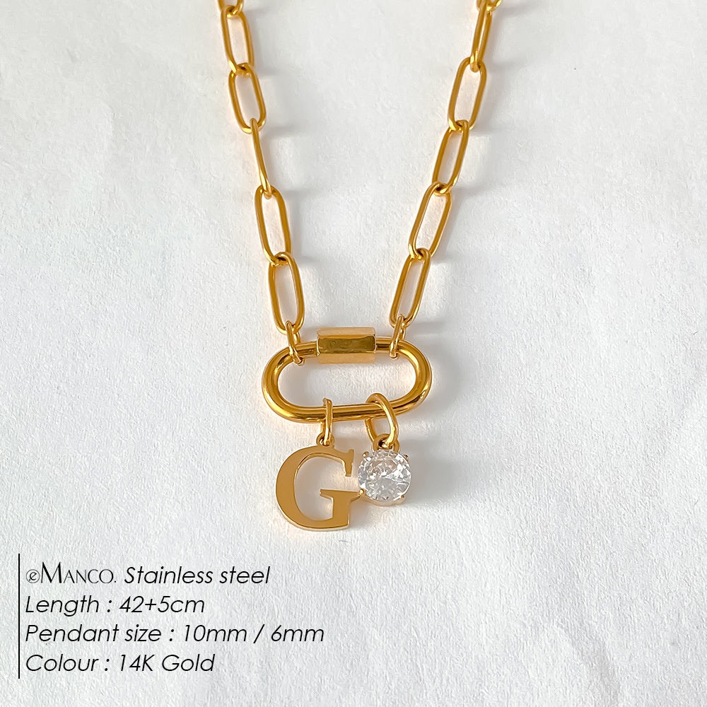 Collier lettre à personnaliser — initiale A à Z, acier inoxy — coloris