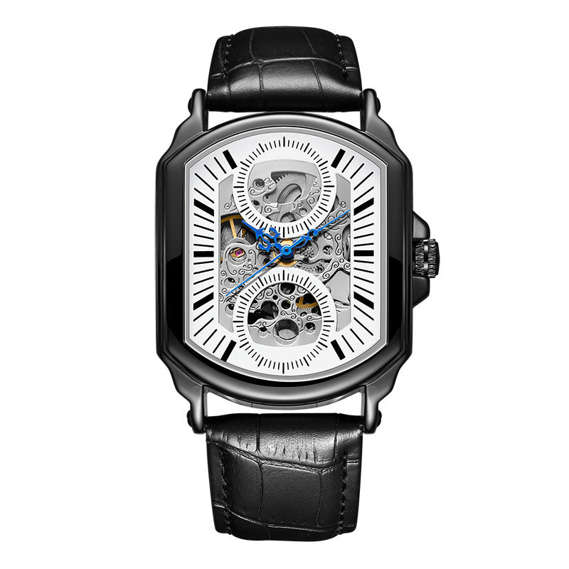Montre mécanique rectangulaire à cadran ouvert et bracelet c — coloris