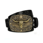 Ceinture mixte en cuir gravé — motif western, pour jean
