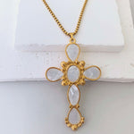 Collier grande croix en acier inoxydable — pendentif large 27 g, 3 finitions