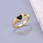 Bague anneau fin en acier titane doré — ligne rétro