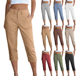 Pantalon femme taille haute à poches plaquées