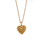 Collier cœur sur chaîne forçat — acier inoxydable 304, doré ou acier