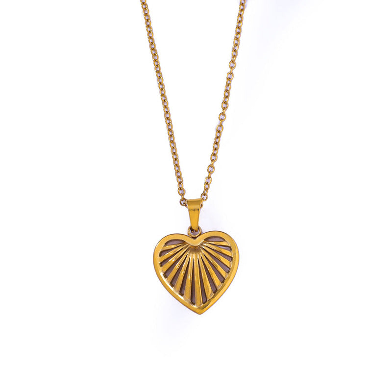 Collier cœur sur chaîne forçat — acier inoxydable 304, doré ou acier
