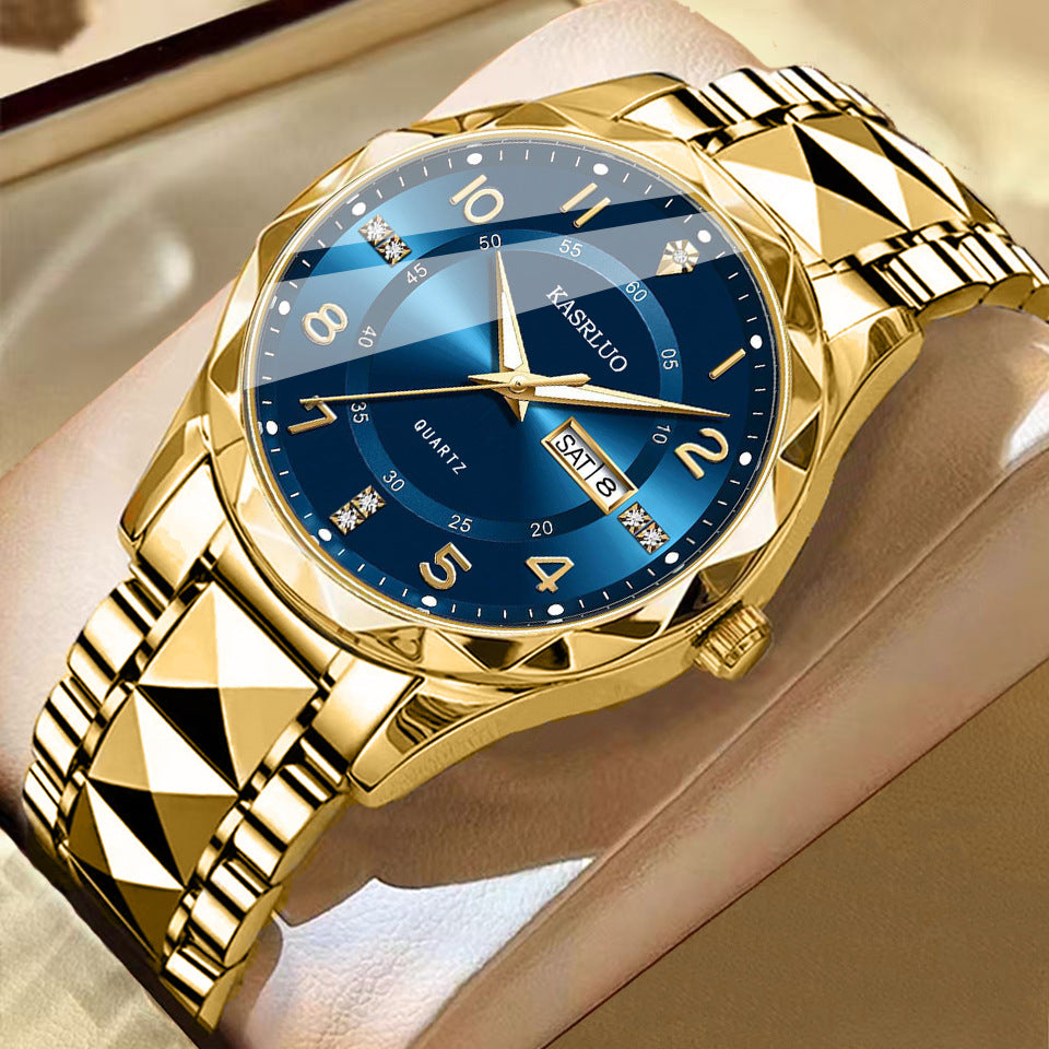 Montre homme à double calendrier et index lumineux — coloris