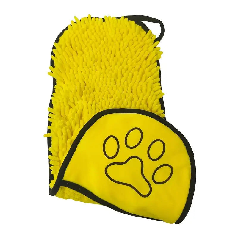 Serviette chenille pour chien et chat — deux poches pour les mains
