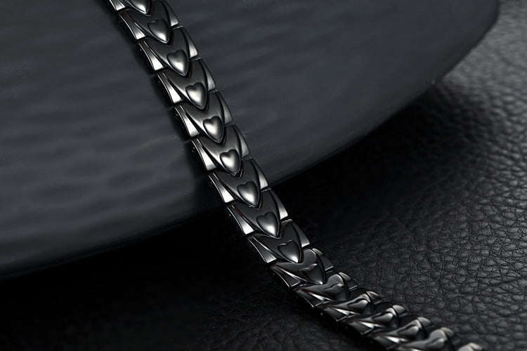 Bracelets aimantés cœur — paire assortie en acier titane