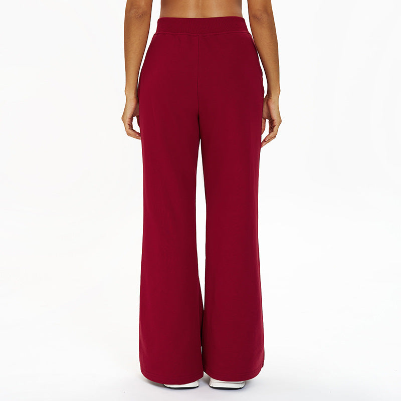 Pantalon droit en molleton, cordon et poches