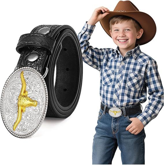 Ceinture enfant western à boucle gravée