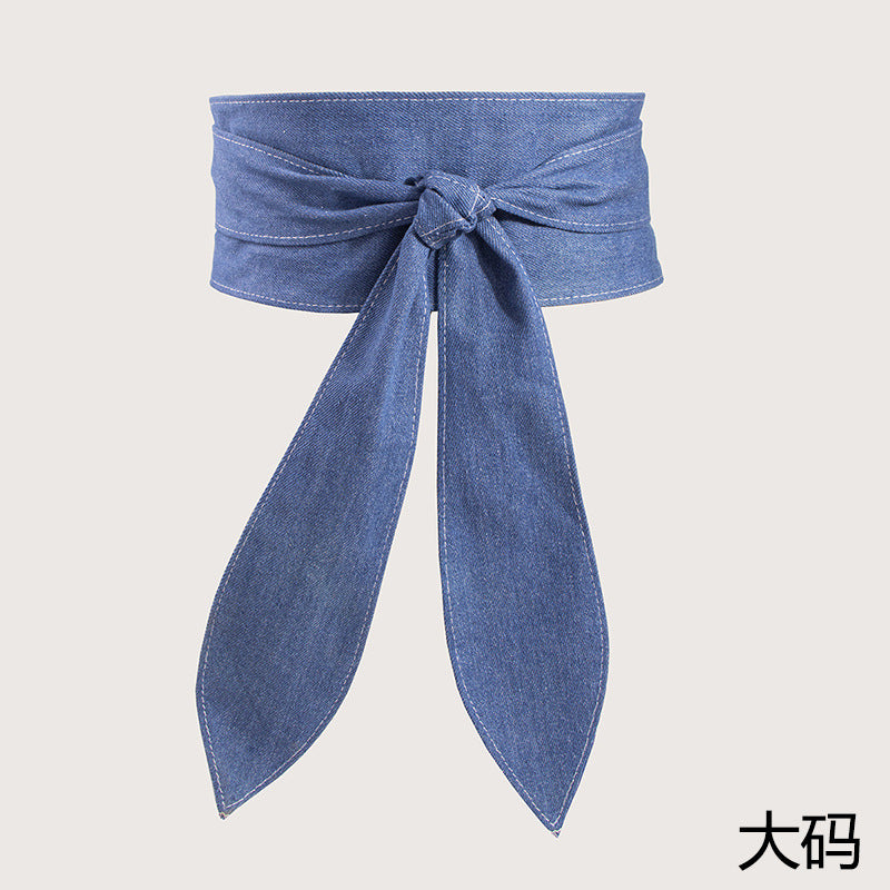 Ceinture large à nouer, longs pans en ruban — coloris