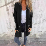Veste longue à capuche, poches zippées