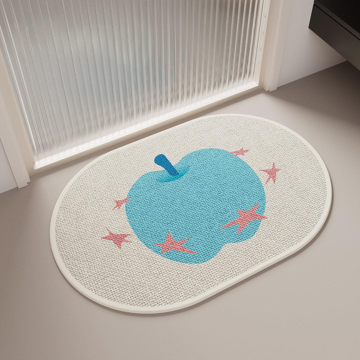 Tapis de bain ovale à motif pomme — bord arrondi