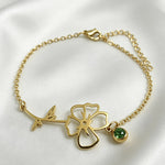 Bracelet fleur de naissance — les 12 mois, acier inoxydable — coloris