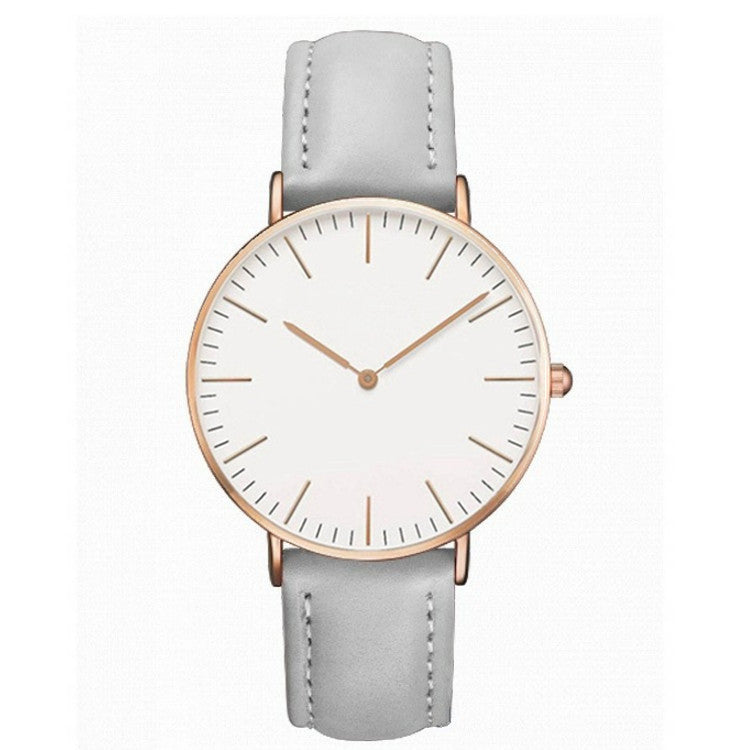 Montre mixte minimaliste, cadran 40 mm et bracelet cuir