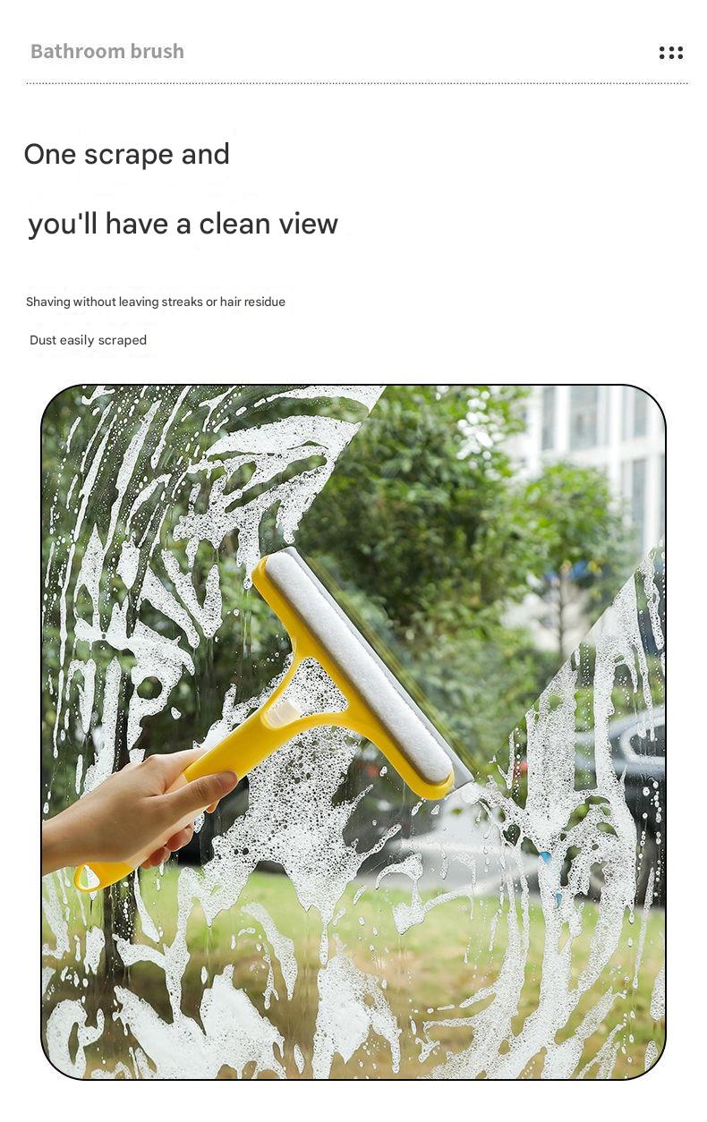 Raclette de douche à brosse intégrée, avec support mural