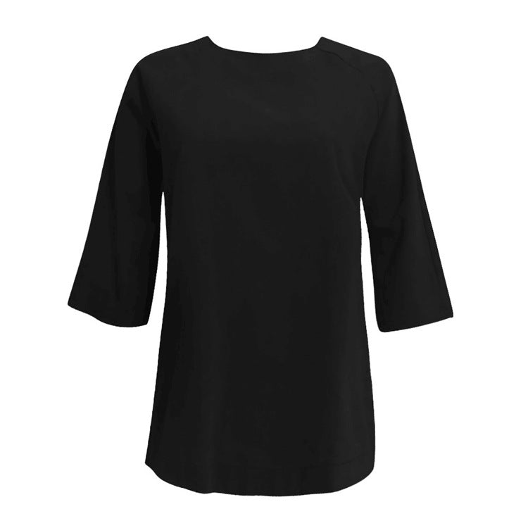 Blouse ample à col rond et manches trois-quarts — coupe trap — coloris