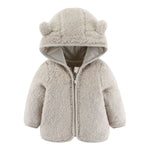Veste peluche à capuche oreilles d’ourson pour bébé — zippée — coloris