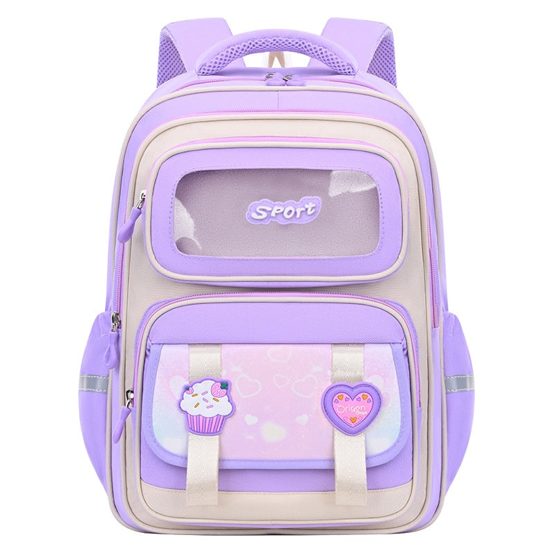 Cartable primaire à fenêtre transparente — dos matelassé