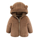 Veste peluche à capuche oreilles d’ourson pour bébé — zippée, 70 à 100 cm