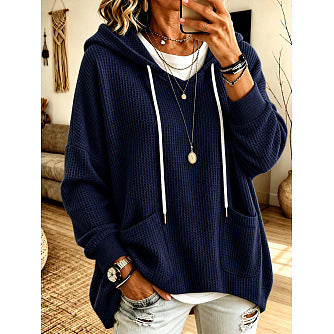 Sweat à capuche en maille gaufrée — coupe large