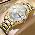 Montre homme à double calendrier et index lumineux