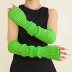 Longues manchettes en maille côtelée femme — mitaines 50 cm