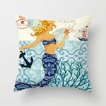 Housse de coussin à motifs marins, esprit méditerranéen — coloris