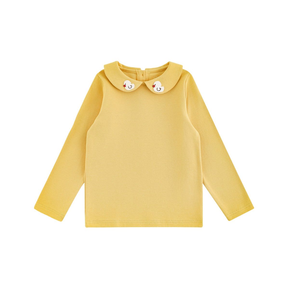 Tee-shirt fille à col Claudine brodé — manches longues — coloris